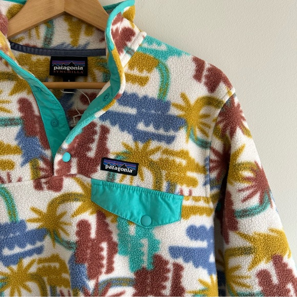 Patagonia Lightweight Synchilla Snap-T Pullover Tree Connection Big Fresh Teal - Picture 5 of 15